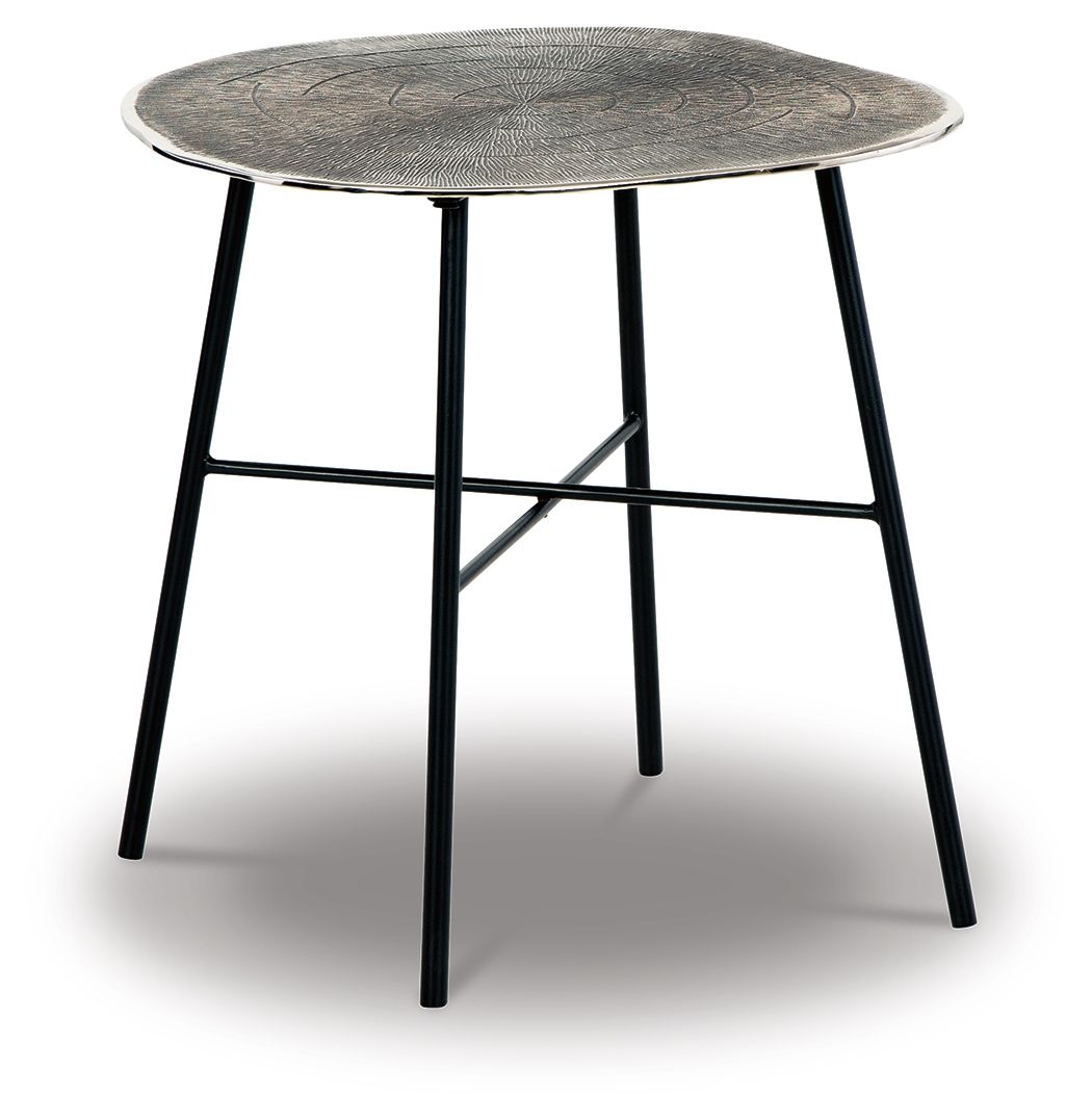 Laverford - Round End Table - Chrome / Black