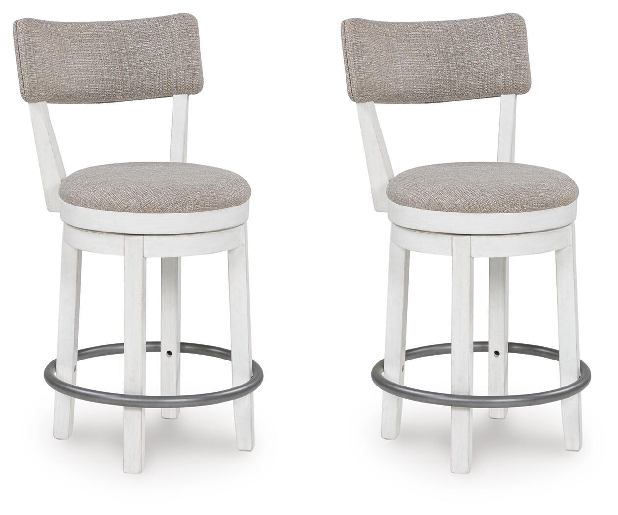 Robbinsdale - Upholstered Swivel Barstool (Set of 2) - Antique White Stool Sets by Signature Design by Ashley® - Walls Furniture & Mattress