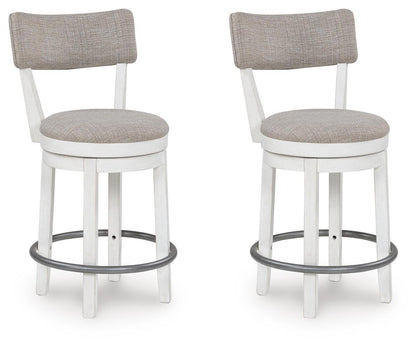 Robbinsdale - Upholstered Swivel Barstool (Set of 2) - Antique White Stool Sets by Signature Design by Ashley® - Walls Furniture & Mattress