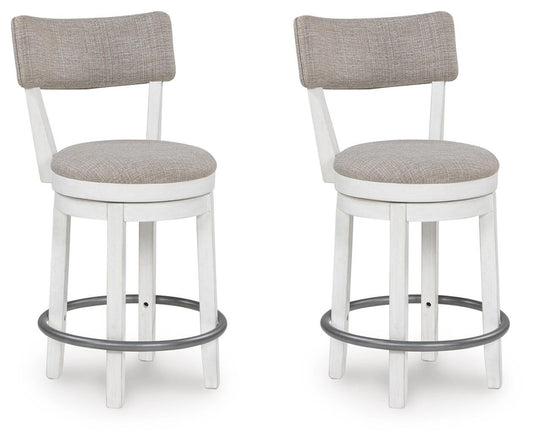 Robbinsdale - Upholstered Swivel Barstool (Set of 2) - Antique White Stool Sets by Signature Design by Ashley® - Walls Furniture & Mattress