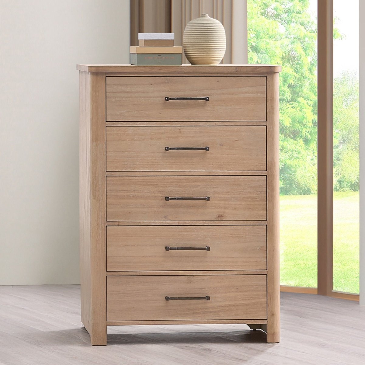Anika - 5 Drawer Chest - Natural / Brown Accent Chests by New Classic - Walls Furniture & Mattress