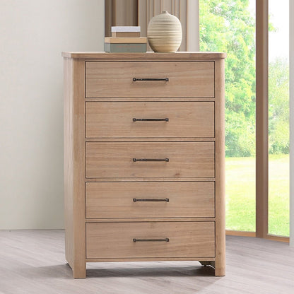 Anika - 5 Drawer Chest - Natural / Brown Accent Chests by New Classic - Walls Furniture & Mattress