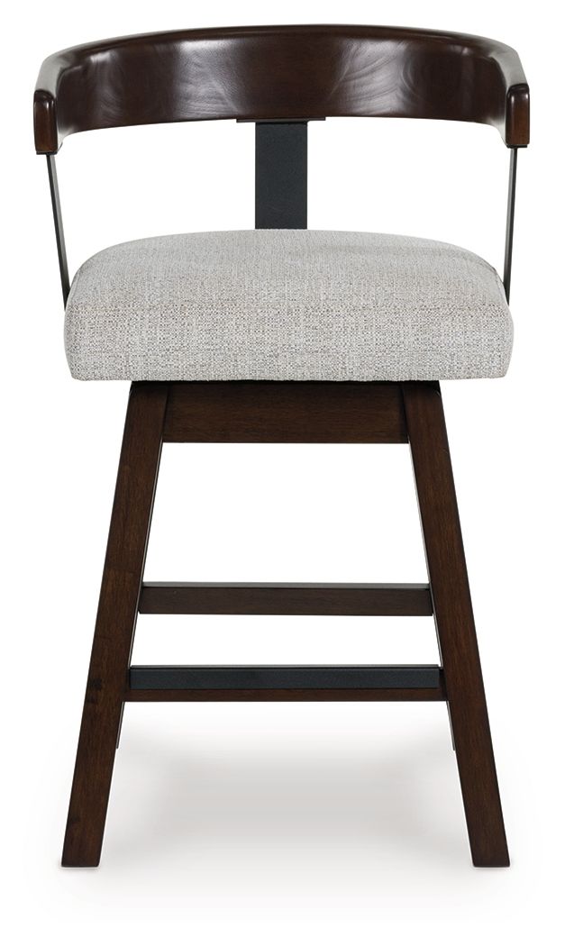 Haddigan - Dark Brown - Upholstered Swivel Barstool (Set of 2) Stool Sets by Signature Design by Ashley® - Walls Furniture & Mattress