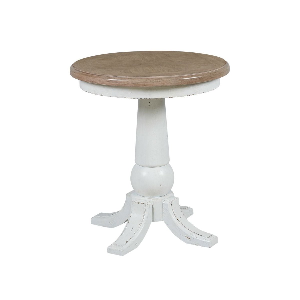 Turnberry Park - Round End Table - Washed White End Tables by Liberty Furniture - Walls Furniture & Mattress