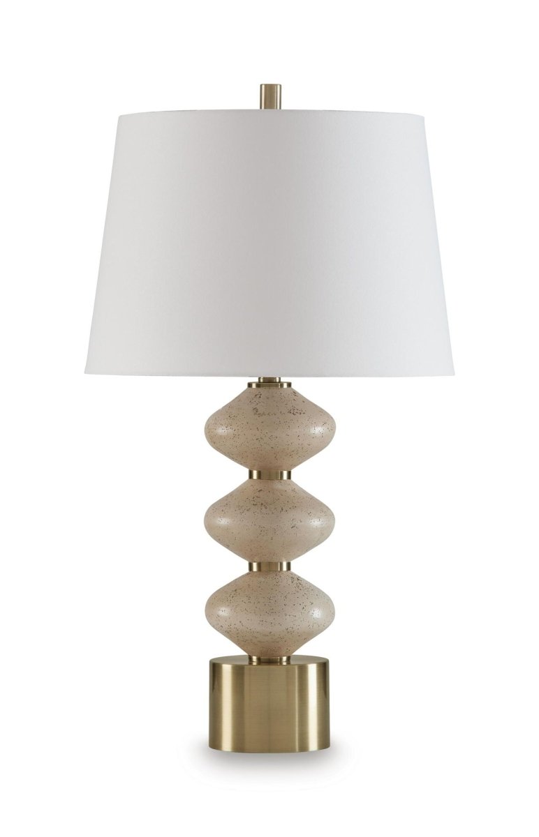Wardthrone - Poly Table Lamp - Beige / Gold Finish Table Lamps by Signature Design by Ashley® - Walls Furniture & Mattress
