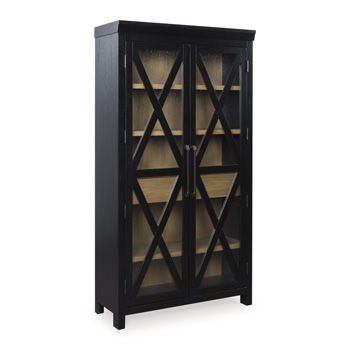 Ridgester - Display Cabinet - Light Brown / Black Display Cabinets by Benchcraft® - Walls Furniture & Mattress