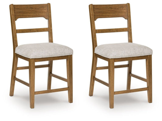 Cabalynn - Oatmeal / Light Brown - Upholstered Barstool (Set of 2) Stool Sets by Signature Design by Ashley® - Walls Furniture & Mattress