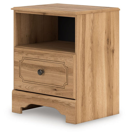 Aleaport - Warm Brown - One Drawer Night Stand Nightstands w/ Charging Stations by Signature Design by Ashley® - Walls Furniture & Mattress