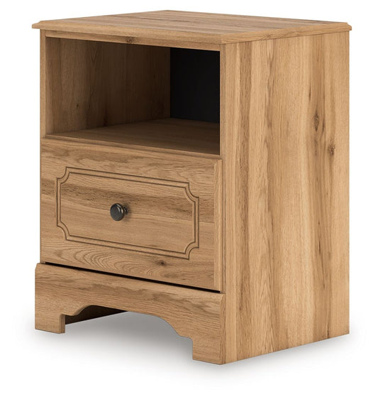 Aleaport - Warm Brown - One Drawer Night Stand Nightstands w/ Charging Stations by Signature Design by Ashley® - Walls Furniture & Mattress