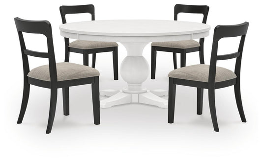 Greddinton - Round Dining Table Set - Black Chairs 5 Piece Dining Room Sets by Signature Design by Ashley® - Walls Furniture & Mattress