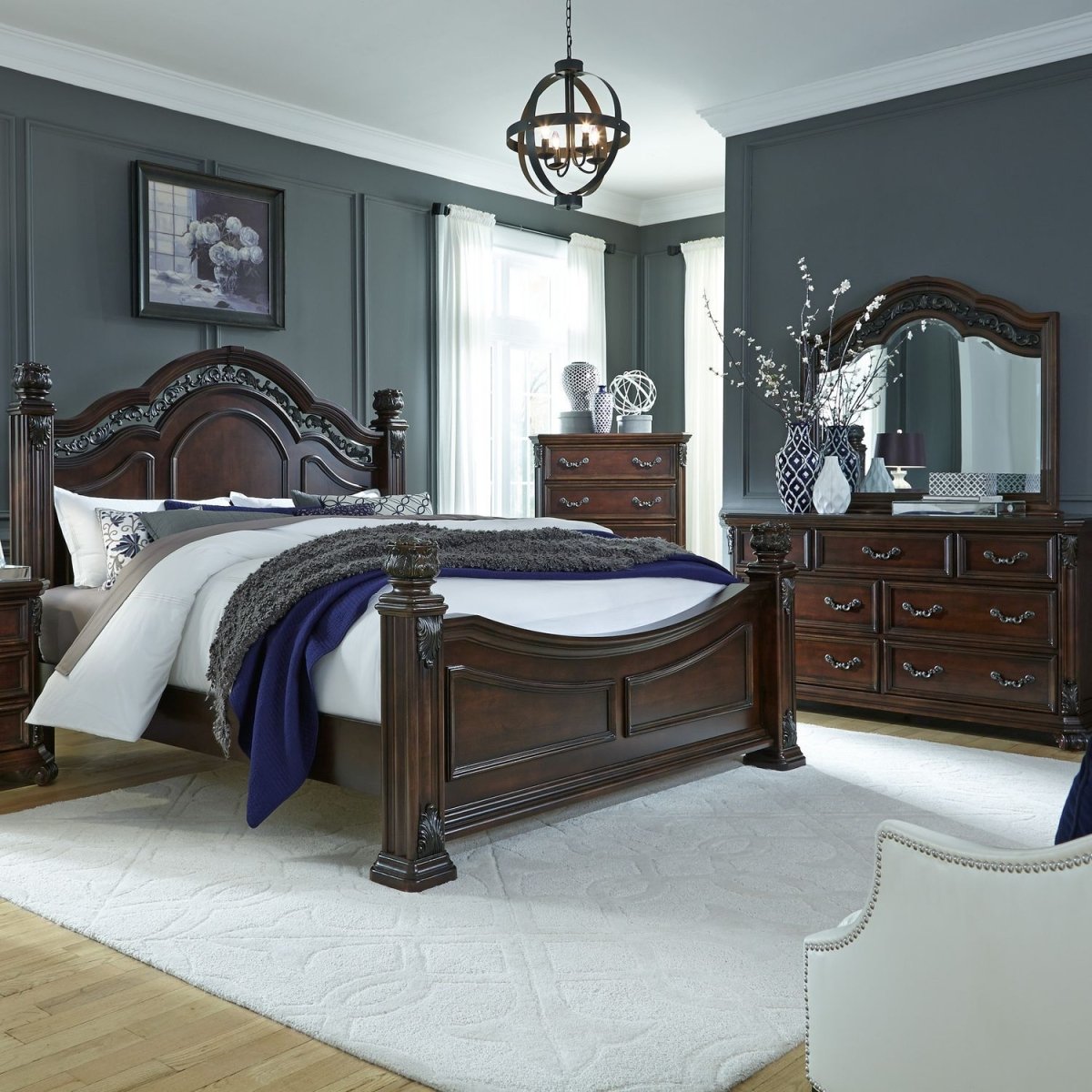 Messina Estates - Poster Bed, Dresser & Mirror 3 Piece Bedroom Sets by Liberty Furniture - Walls Furniture & Mattress