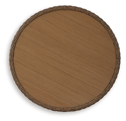 Double Point - Round Cocktail Table - Beige Coffee Tables by Signature Design by Ashley® - Walls Furniture & Mattress