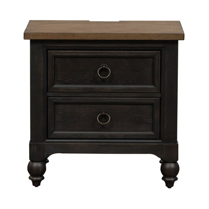 Americana Farmhouse - 2 Drawer Night Stand With Charging Station