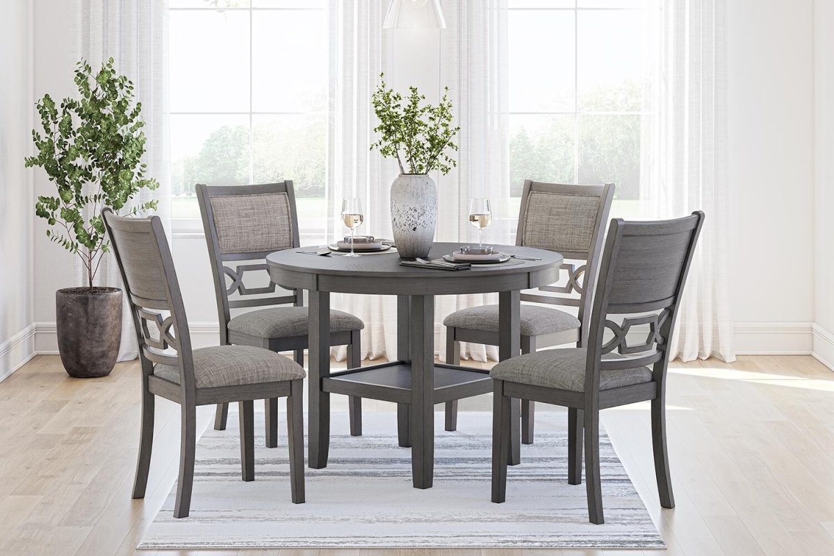 Wrenning - Dining Room Table Set (Set of 5) - Gray 5 Piece Dining Room Sets by Signature Design by Ashley® - Walls Furniture & Mattress