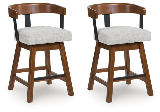 Ralene - Medium Brown - Upholstered Swivel Barstool (Set of 2) Stool Sets by Signature Design by Ashley® - Walls Furniture & Mattress