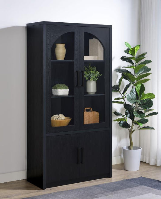 Riva - 4 - Door Tall Accent Display Cabinet LED Lighting - Black Display Cabinets by Coaster Fine Furniture - Walls Furniture & Mattress