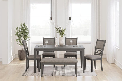 Wrenning - Dining Room Table Set (Set of 6) - Gray 6 Piece Dining Room Sets by Signature Design by Ashley® - Walls Furniture & Mattress