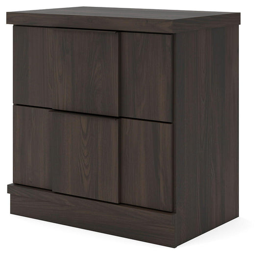 Shaehartin - Two Drawer Night Stand - Dark Brown Nightstands w/ Charging Stations by Signature Design by Ashley® - Walls Furniture & Mattress