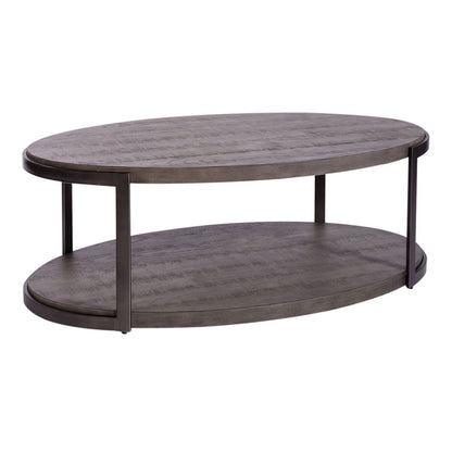 Modern View - Oval Cocktail Table - Dark Gray Cocktail Tables by Liberty Furniture - Walls Furniture & Mattress