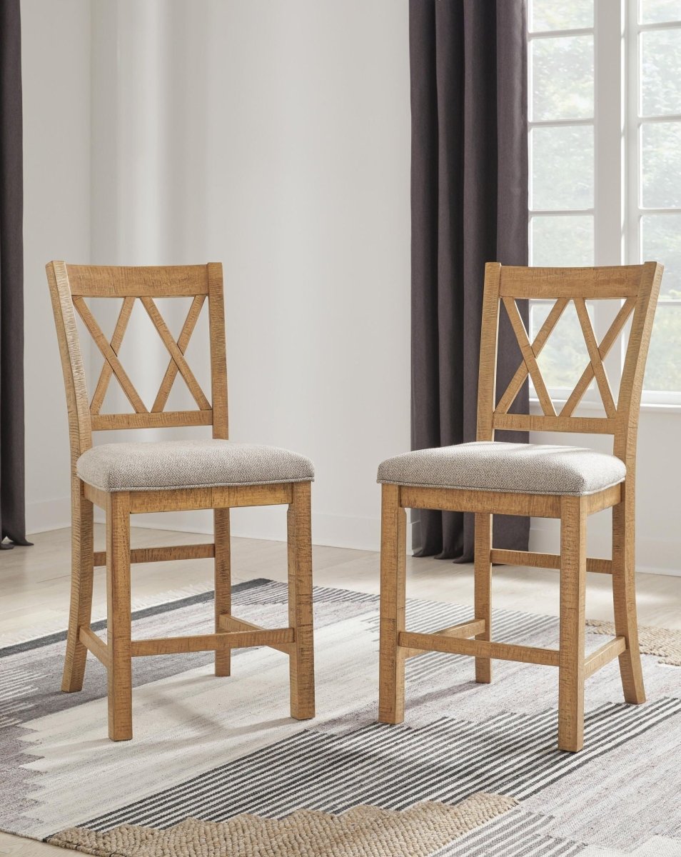 Havonplane - Upholstered Barstool (Set of 2) - Brown Stool Sets by Signature Design by Ashley® - Walls Furniture & Mattress
