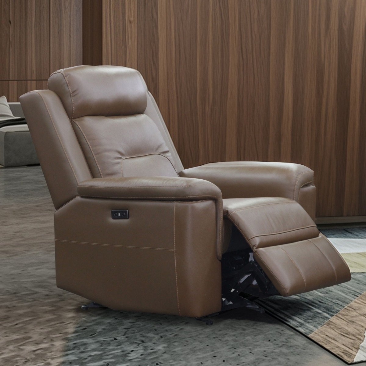 Keldon - Glider Recliner With Power Footrest - Brown Glider Chairs by New Classic - Walls Furniture & Mattress