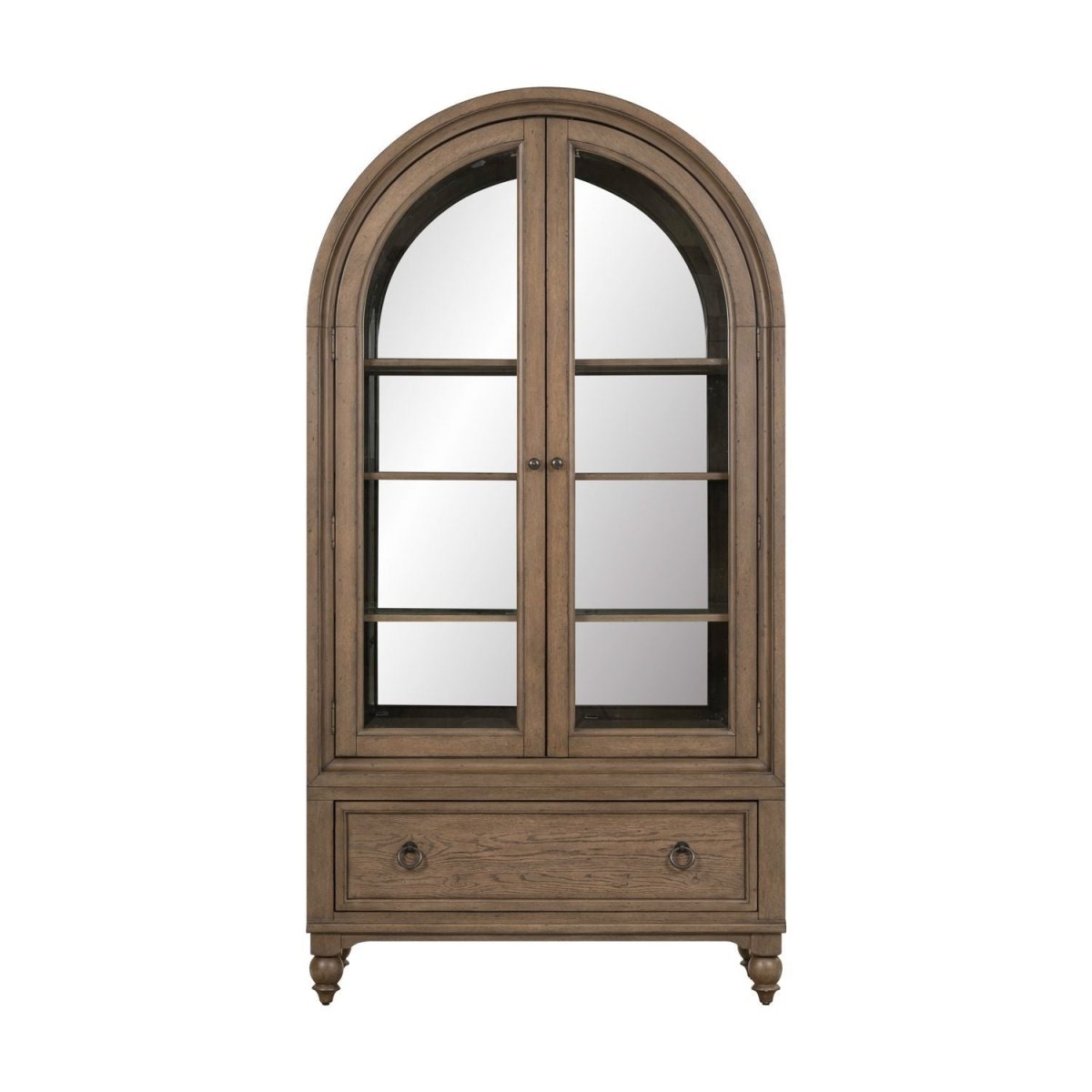 Americana Farmhouse - Arched Display Cabinet - Dusty Taupe Display Cabinets by Liberty Furniture - Walls Furniture & Mattress