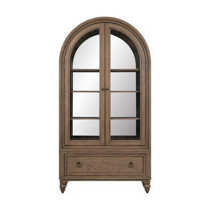 Americana Farmhouse - Arched Display Cabinet - Dusty Taupe Display Cabinets by Liberty Furniture - Walls Furniture & Mattress