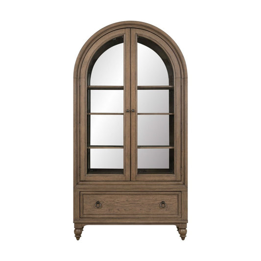 Americana Farmhouse - Arched Display Cabinet - Dusty Taupe Display Cabinets by Liberty Furniture - Walls Furniture & Mattress