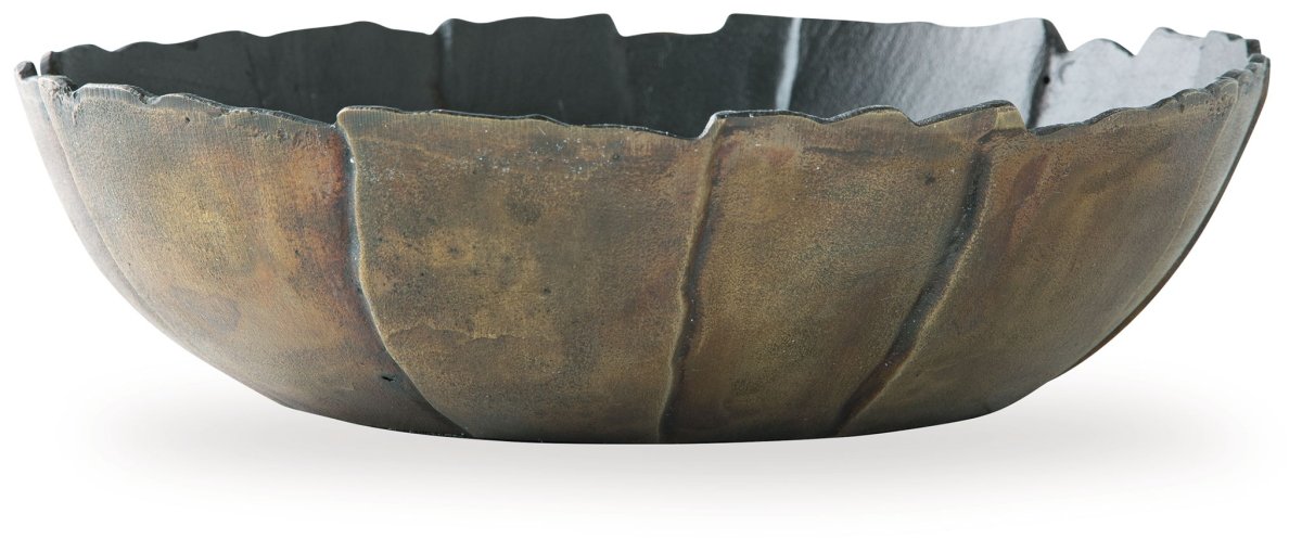 Aidman - Bowl - Black / Antique Gold Finish Plates & Bowls by Signature Design by Ashley® - Walls Furniture & Mattress
