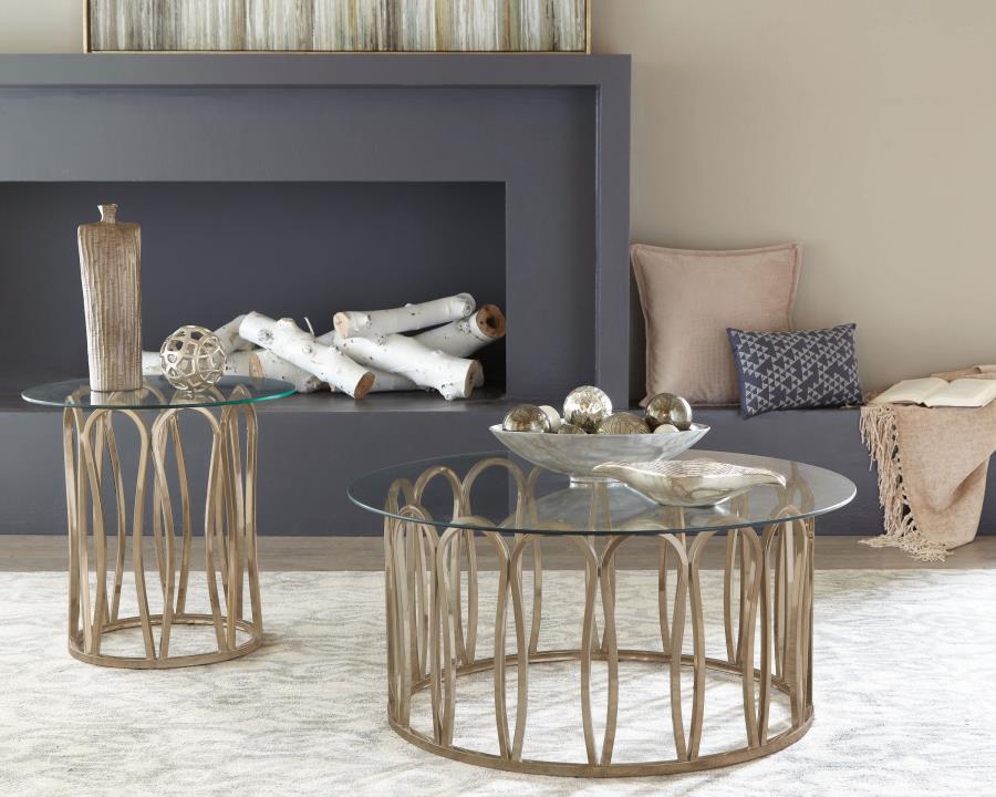 Monett - Round Glass Top Table End Tables by CoasterEssence - Walls Furniture & Mattress