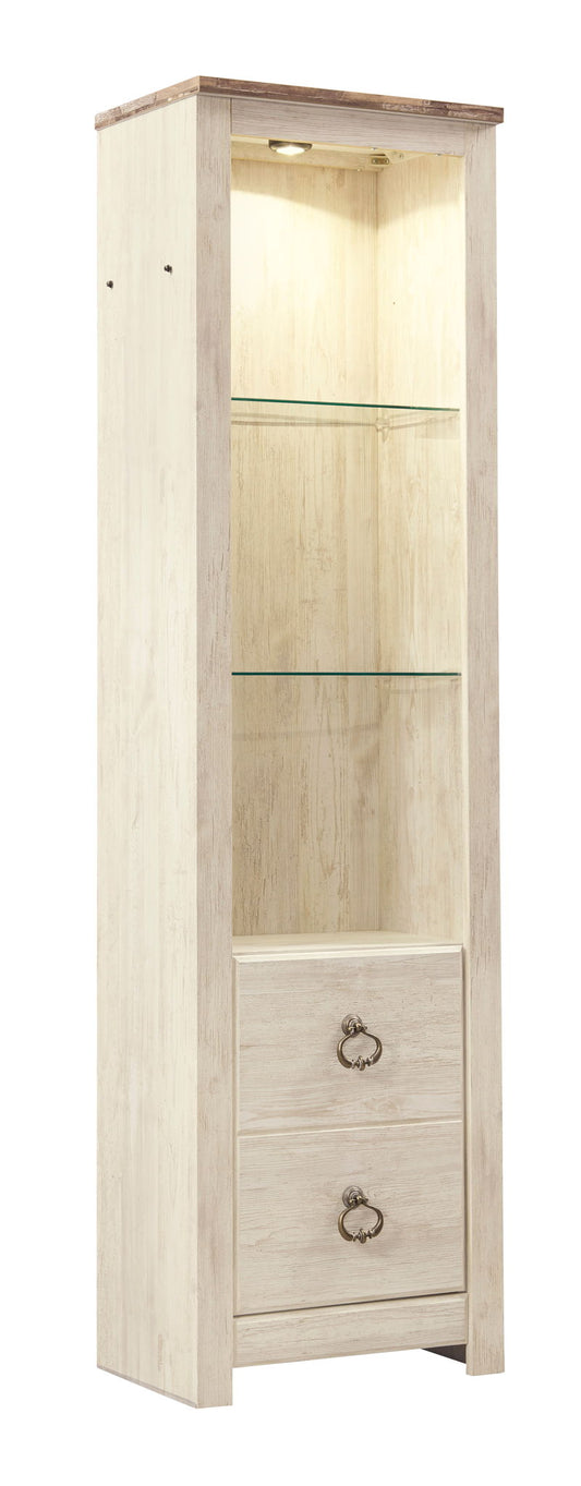 Willowton - Entertainment Center - TV Stand With Faux Firebrick Fireplace Insert - Whitewash Entertainment Centers by Signature Design by Ashley® - Walls Furniture & Mattress