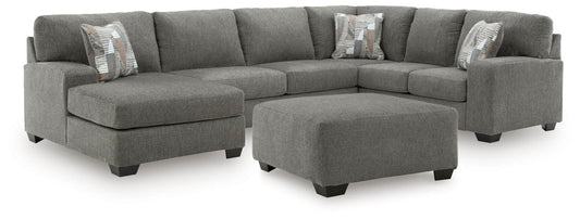 Clarington - 2 Pc. - 3-Piece Sectional And Oversized Ottoman - Greystone 2 Piece Living Room Sets by Signature Design by Ashley® - Walls Furniture & Mattress
