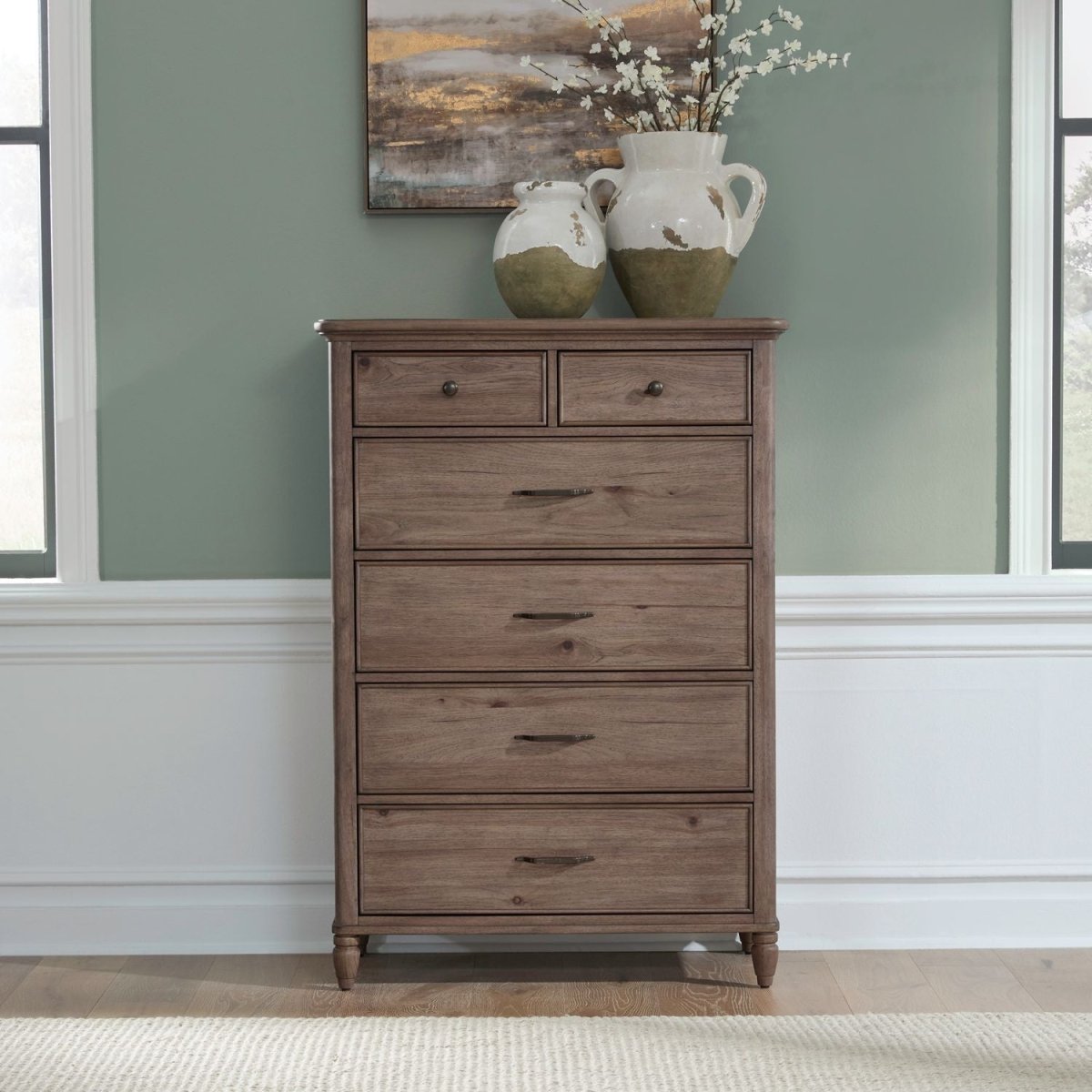Hickory Grove - 6 Drawer Chest - Heirloom Brown Accent Chests by Liberty Furniture - Walls Furniture & Mattress