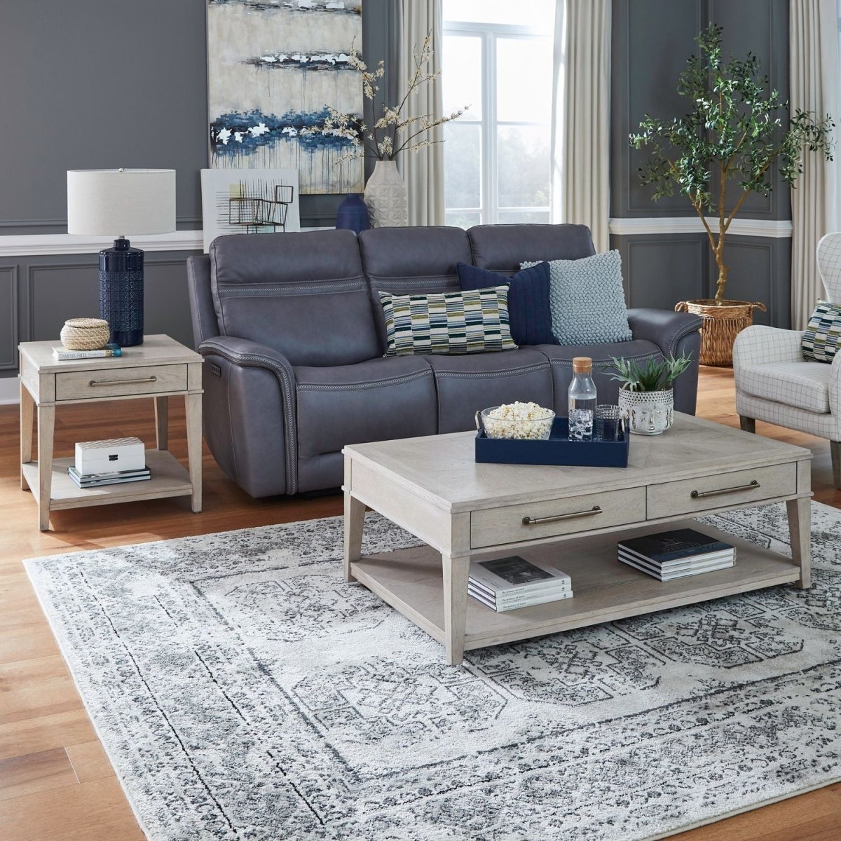 New Haven - 3 Piece Table Set - Sanctuary White Table Sets by Liberty Furniture - Walls Furniture & Mattress