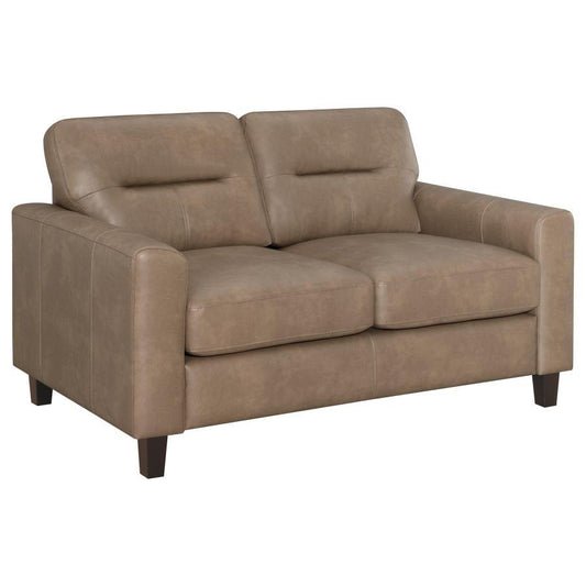 Scotland - Faux Leather Upholstered Track Arm Loveseat Stationary Loveseats by Coaster Fine Furniture - Walls Furniture & Mattress