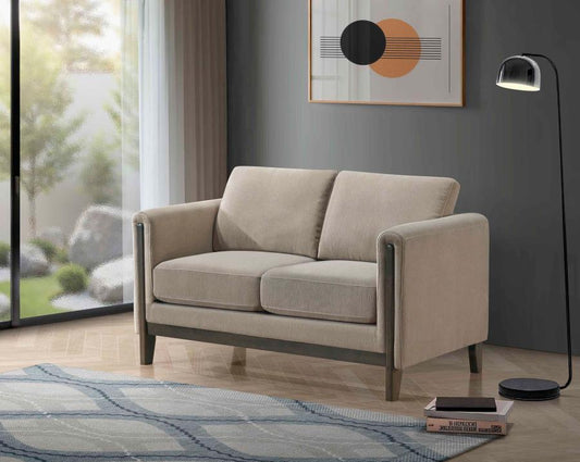 Islington - Fabric Upholstered Panel Arm Loveseat - Taupe Stationary Loveseats by Coaster Fine Furniture - Walls Furniture & Mattress
