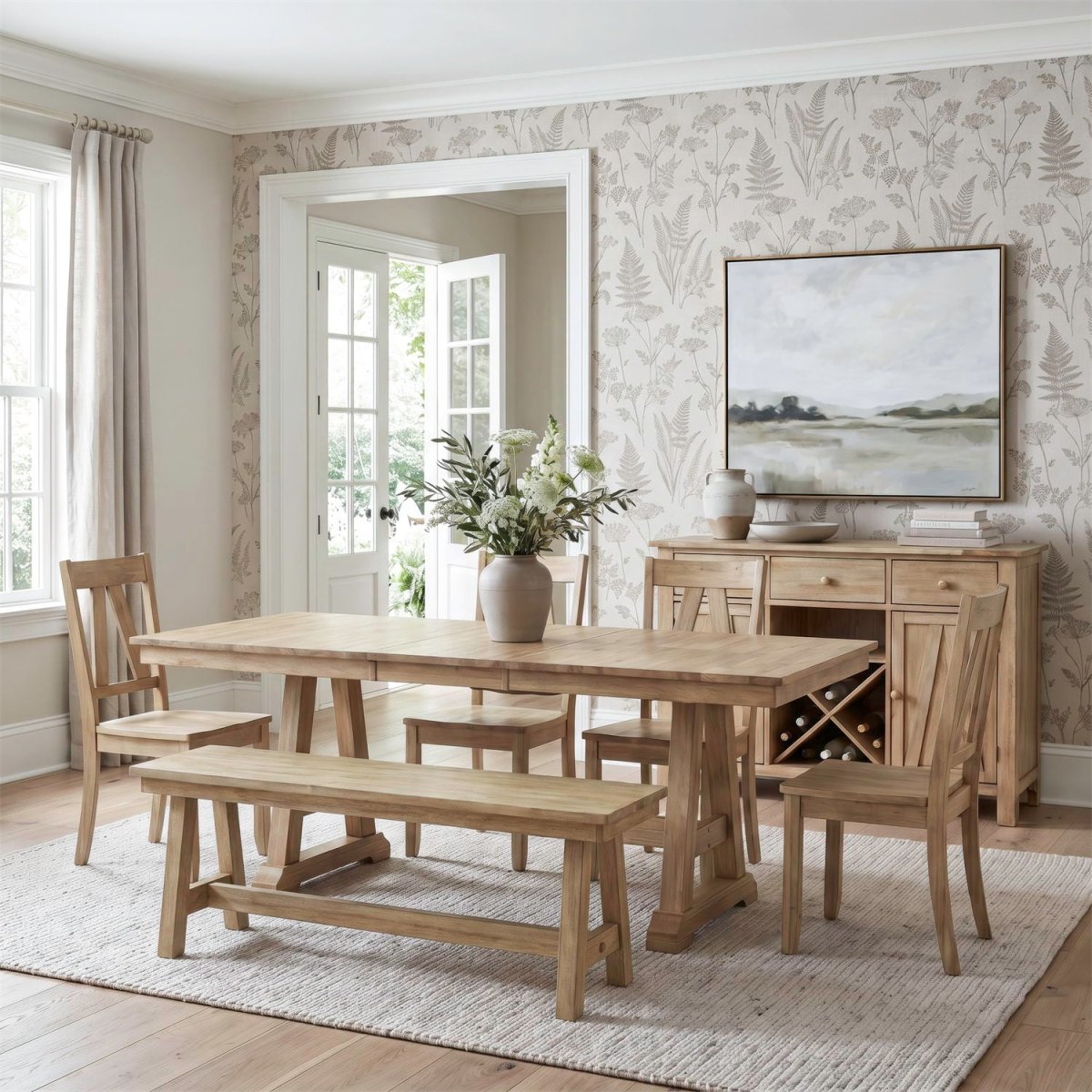 Lindsey Farm - Trestle Table Set 5 Piece Dining Room Sets by Liberty Furniture - Walls Furniture & Mattress