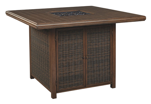 Paradise Trail - Medium Brown - Square Bar Table w/Fire Pit
