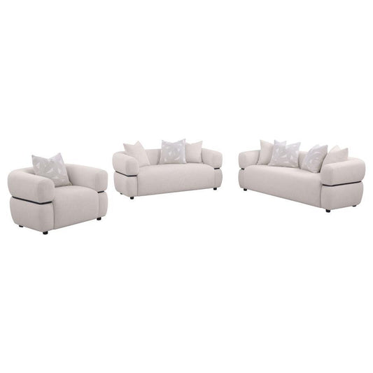 Jeanette - Fabric Upholstered Round Arm Sofa Set Stationary Sofas & Loveseats by Coaster Fine Furniture - Walls Furniture & Mattress