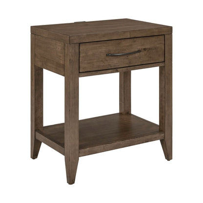 Shaker Lakes - Open Nightstand With Charging Station - Brown Nightstands w/ Charging Stations by Liberty Furniture - Walls Furniture & Mattress