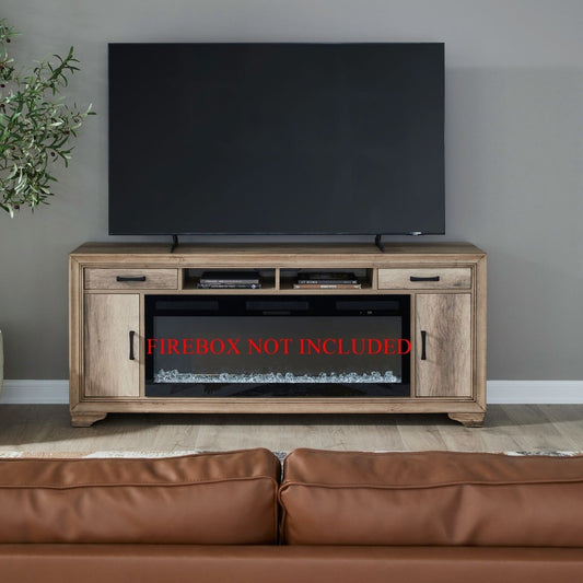 Fireplace TV Consoles - 78" Fireplace TV Console - Brown Fireplace TV Stands by Liberty Furniture - Walls Furniture & Mattress