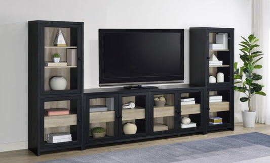 Denison - 3 Piece Entertainment Center 79" TV Stand - Black Entertainment Centers by Coaster Fine Furniture - Walls Furniture & Mattress