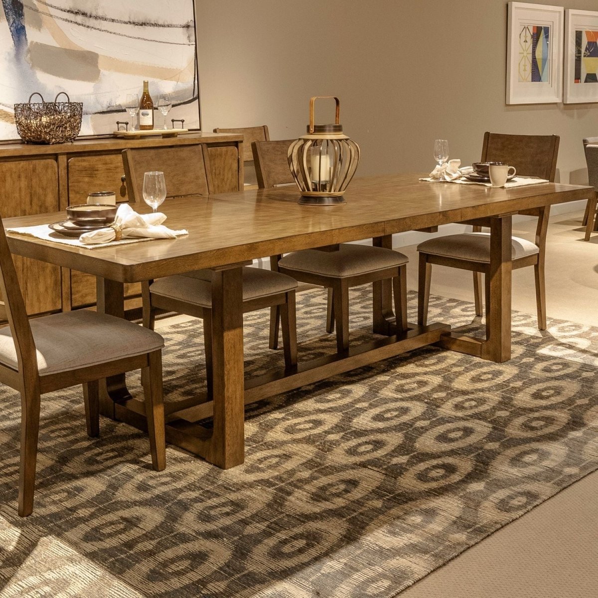 Harmony - Trestle Table - Brownstone Dining Tables with Extensions by Liberty Furniture - Walls Furniture & Mattress