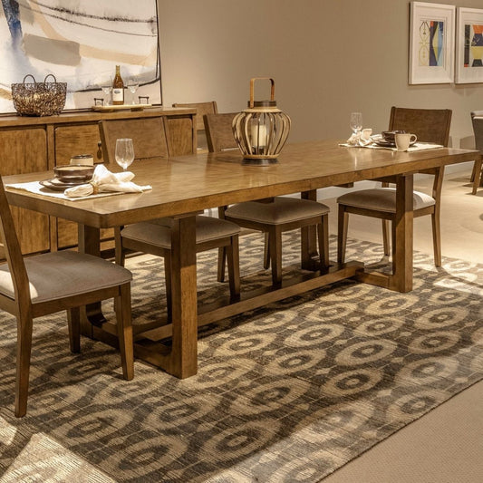 Harmony - Trestle Table - Brownstone Dining Tables with Extensions by Liberty Furniture - Walls Furniture & Mattress