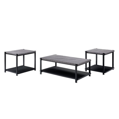 Linea - 3 Piece Occasional Set (1 Coffee & 2 End Tables) - Dark Gray Table Sets by New Classic - Walls Furniture & Mattress