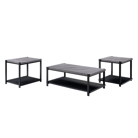 Linea - 3 Piece Occasional Set (1 Coffee & 2 End Tables) - Dark Gray Table Sets by New Classic - Walls Furniture & Mattress