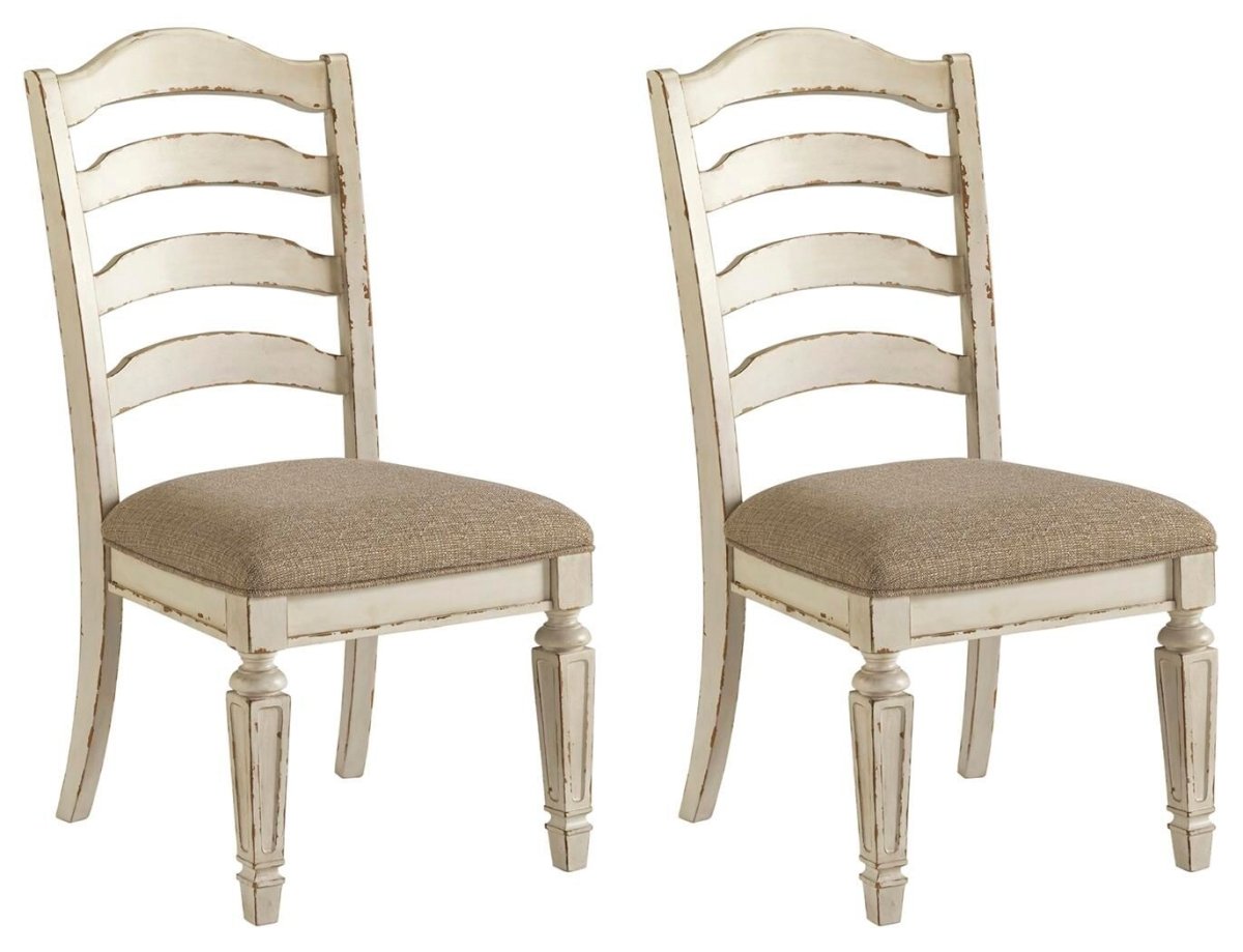 Realyn - Dining UPH Side Chair (Set of 2) - Ladderback - Chipped White Chair Sets by Signature Design by Ashley® - Walls Furniture & Mattress