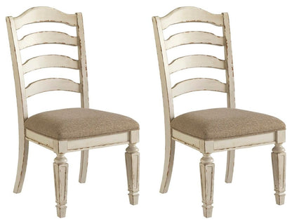 Realyn - Dining UPH Side Chair (Set of 2) - Ladderback - Chipped White Chair Sets by Signature Design by Ashley® - Walls Furniture & Mattress
