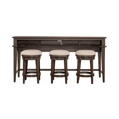 Mill Creek - 4 Piece Console Set (Bar Console & 3 Stools) - Dark Brown 4 Piece Living Room Sets by Liberty Furniture - Walls Furniture & Mattress