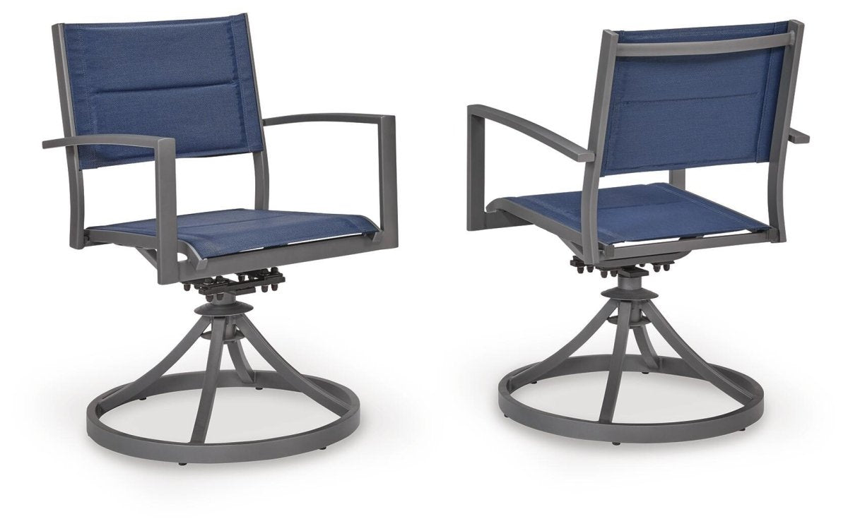 Rocky Creek - Sling Swivel Chair (Set of 2) - Blue / Gray Chair Sets by Signature Design by Ashley® - Walls Furniture & Mattress